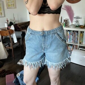 Blue frayed cutoff jean shorts - zara - 8